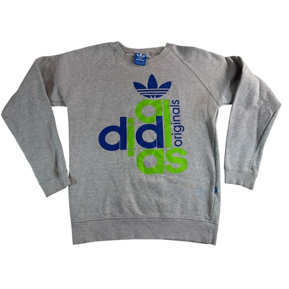 adidas Other - Adidas Originals Mens Heather Grey Graphic Trefoil Raglan Sweatshirt Medium M